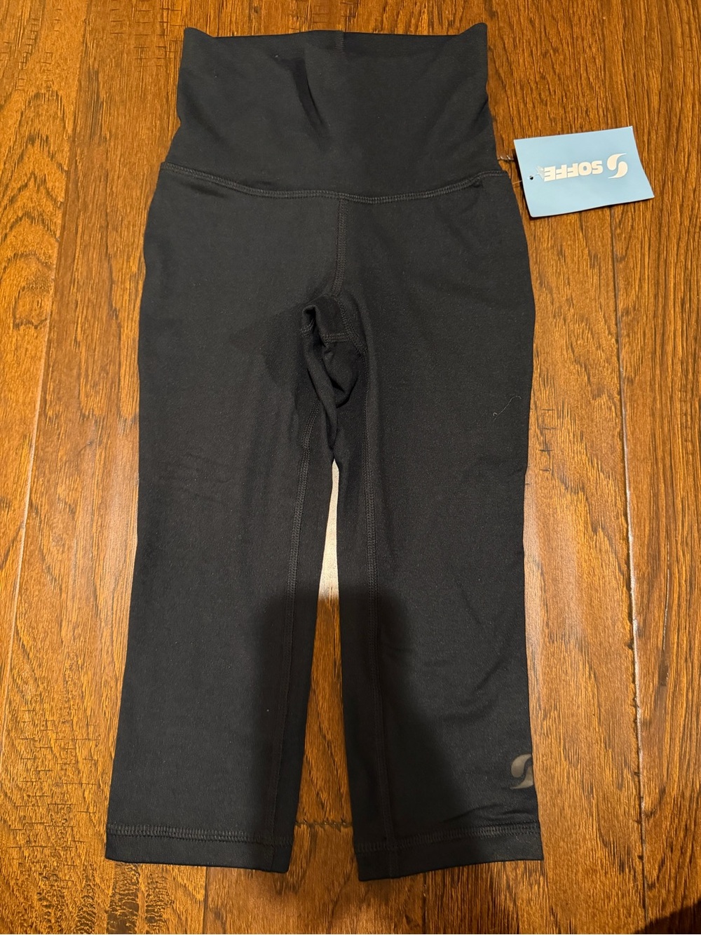 Soffe Black Girls' Cropped High-Waist Leggings